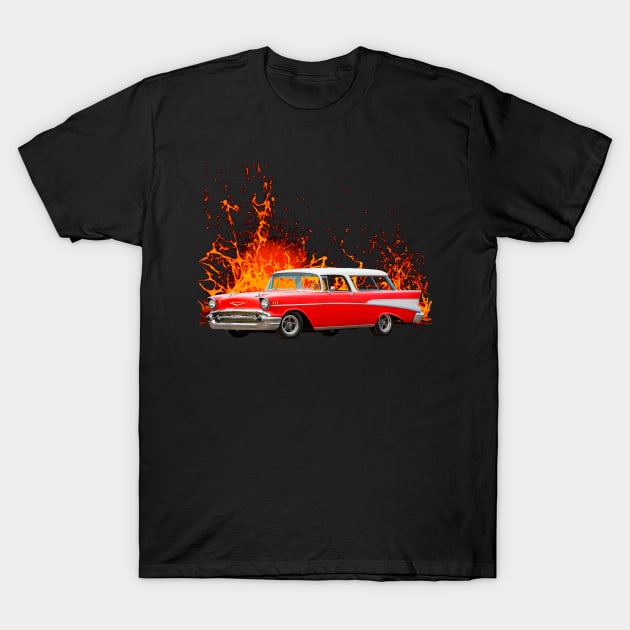 1957 Chevy Nomad Wagon T-Shirt by Permages LLC